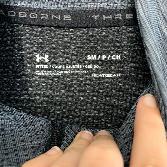 Under Armour Fitted Threadborne 1/4 Zip Heatgear Pullover Men's Sz S Gray - Picture 3 of 7